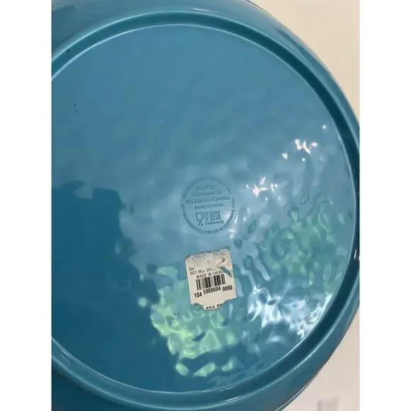 Williams Sonoma Melamine 13” Serving Bowl Turquoise Hammered Blue - Picture 4 of 6